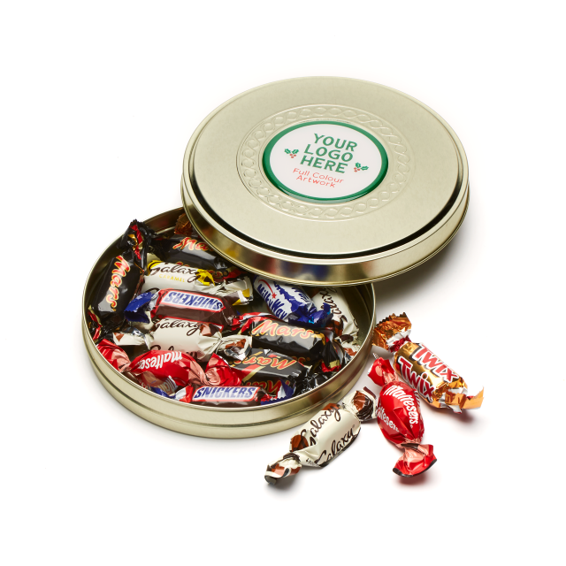 Winter Collection – Shallow Gold Treat Tin – Celebrations